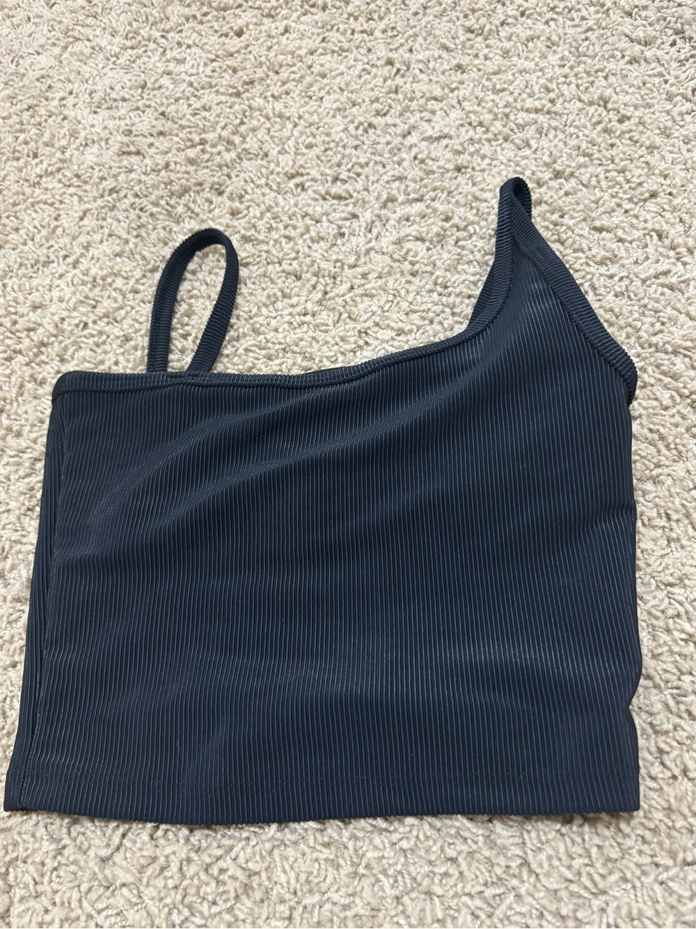 Five Dancewear Asymmetric One-Shoulder Black Ribbed Top